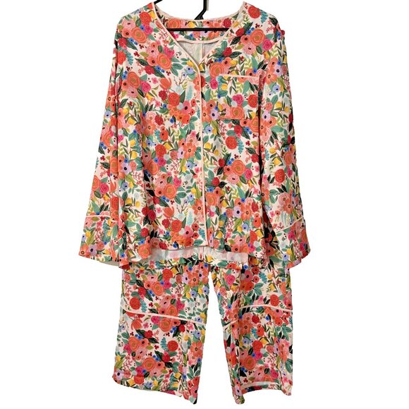 Summersalt x Rifle Paper Women's Floral Print Pajama Set Size Large - Picture 2 of 6